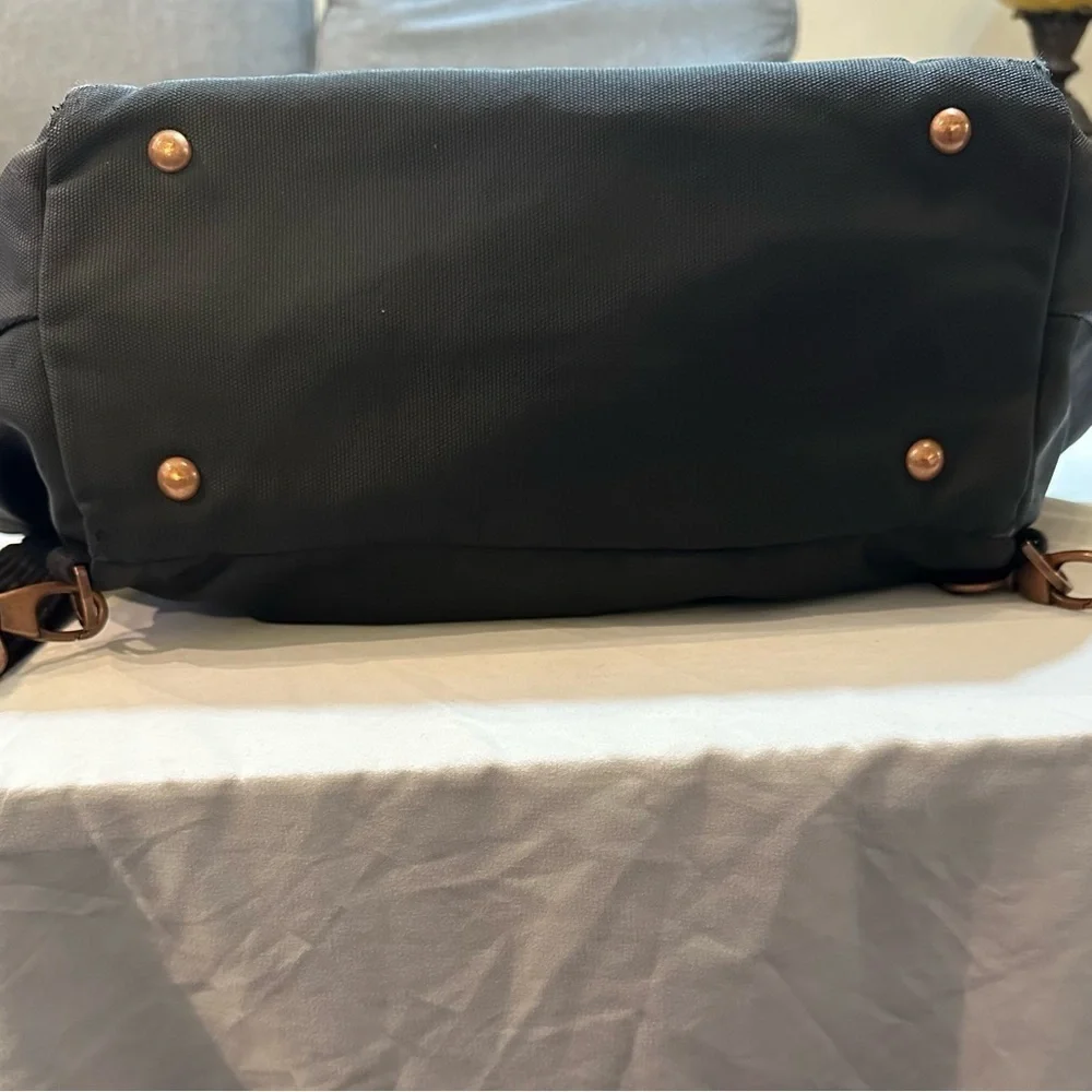 Petunia Pickle Bottom boxy backpack diaper bag graphite/black gingham strap